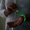 Glow in the dark starry glass crystal bead bracelet and earrings set for women and men. - 8mm Set / Green
