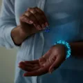 Glow in the dark blue sand crystal bracelet and earrings set, healing luminous starry jewelry. - 8mm Set / Sapphire Blue