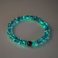 Glow in the dark starry sky glass sand luminous crystal bracelet for men and women blue style - 10mm / Lake Blue