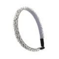 Close-up detail of sparkling rhinestone headband, grey fabric wrap, exquisite crystal beading. - Transparent Gray
