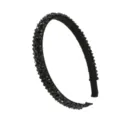 Detailed view of the exquisite black rhinestone beaded headband, showing intricate craftsmanship. - Black