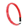 Red crystal rhinestone headband sparkly beaded hair hoop for women chic elegant hair accessories - Red