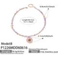 Naturkristall Splitter Halskette mit schönem Harz Blumenanhänger Edelstahl Schmuck. - Stil B Rosa Harz Blume Kristall Halskette (P1226) / 40+5cm