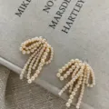 Pearl bow shoe charms with delicate beaded tassels, elegant footwear accessory for shoes decor. - Champagne Single Piece