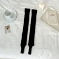Ballet style striped stirrup leg warmers for women, thin breathable summer calf socks. - One Size / Black