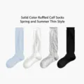 Damen Frühling Sommer dünne Baumwolle Rollbündchen Waden Slouch Socken, vier Farben Variante. - Einheitsgröße / Hellblau