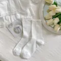Süße weiße Rüschen Schleifen Socken für Damen, dünne Sommer Netz Socken mit feinem süßem Design. - Einheitsgröße / Weiß
