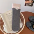 Süße ästhetische High-Tube-Damen-Socken mit Bären-Design, koreanische weiche Baumwollsocken. - Einheitsgröße / Dunkelgrau