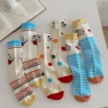 Damen Herbst Winter Baumwolle Socken gestreift Cartoon Katze niedliche Stulpen - Einheitsgröße / Polka Dots