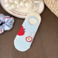 Süße Cartoon Roter Apfel Damen Füßlinge, atmungsaktive dünne Baumwoll Socken für Sommer. - Einheitsgröße / Großer Apfel