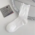 Weiße gerüschte hohle Mesh Waden Socken koreanischer Ballett Stil atmungsaktive Socke - Einheitsgröße / Weiß
