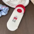 Niedliche Cartoon Baumwolle Damensocken, flache unsichtbare rutschfeste Bootssocken - Einheitsgröße / Alphabet