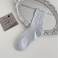 Hellblaue gerüschte Hohlstrick-Mittelsocken Sommer dünne atmungsaktive Ballett Netzsocken - Einheitsgröße / Hellblau