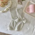 Koreanische hellgraue Damensocken mit Rollrand, atmungsaktive dünne Frühlingsstrümpfe für Damen - Einheitsgröße / Grau
