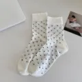Weisse Pünktchen Wadenstrümpfe Sommer dünn koreanischer Stil süsse Freizeitsocken - Einheitsgröße / Weiß