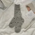 Graue Pünktchen Mesh-Socken, atmungsaktive Socken mit Rollrand für Damen im dünnen Sommerstil. - Grau