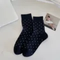 Schwarze Damen Socken mit Polka Punkten, Sommer dünne koreanische Ballett Socken Variante. - Einheitsgröße / Schwarz