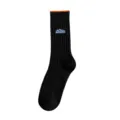 Herren lange Baumwollsocken schwarz japanischer Stil Sport Basketball dicke Freizeitsocken - Einheitsgröße / Schwarz