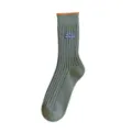 Herren graue gerippte Socken mit orangenem Bund und Stickerei dicke warme Wintersocken - Einheitsgröße / Grün