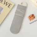 Grey Japanese style cute mesh mid-tube stacked socks with sweet heart embroidery detail. - Light Gray