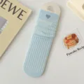 Light blue mesh ruffled socks with sweet heart embroidery, cute daily college style hosiery. - Light Blue