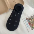 Damen süße florale bestickte Sneakersocken Sommer flach atmungsaktive Baumwolle Füßlinge - Einheitsgröße / Schwarz