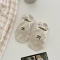 Sommer Schleife bestickte Füßlinge einfarbig unsichtbare rutschfeste süße Baumwollsocken - Einheitsgröße / Khaki