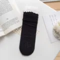 Schwarze spitzenrüschen wadenlange socken, süße lolita atmungsaktive sommersocken für damen. - Einheitsgröße / Schwarz