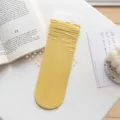 Gelbe gerüschte Spitzen-Netzsocken, süße Lolita Stacking Mid-Tube atmungsaktive Baumwollsocken. - Einheitsgröße / Kurkuma
