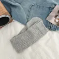 Graue gerippte Wadenstrümpfe für Damen, lässige einfache Sommer tägliche Baumwollsocken - Einheitsgröße / Hellgrau