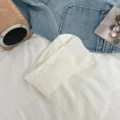Japanische minimalistische weiße gerippte Waden-Socken, atmungsaktive Sommer-Damen-Socken. - Einheitsgröße / Weiß