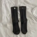 Korean style heart and letter embroidered mid-tube socks, retro black cotton knit. - Dark Gray