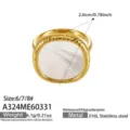 Geometrische natuurlijke schelp ring verguld roestvrij staal minimalistische sieraden voor dames - A324 Zeshoek Stijl / Goud / Maat 9