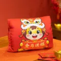 Cute cartoon horse plush hand warmer pillow red festive mascot toy comfortable winter gift. - 30x23cm / Golden Horse Blessing