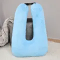 Hellblaues Plüsch U-förmiges Kissen Kissen mit Schnallengurt für Auto Reisen schlafen - 72*46cm (0.9kg) / Blau