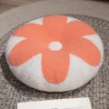 Süßes rundes Blumen Plüsch Kissen weiches flauschiges Sofakissen für Schlafzimmer Deko - Durchmesser 38cm / Hellorange und Weiß