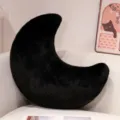 Black crescent moon plush pillow soft throw cushion for sofa home decor cozy cute doll. - 15x10cm (0.03kg) / Black