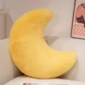 Yellow crescent moon plush pillow, soft stuffed toy for sofa, cute home decor cushion. - Yellow