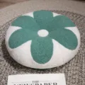 Coussin peluche fleur vert blanc doux rond coussin sol mignon decor maison tapis tatami - Vert Foncé et Blanc