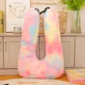 Cuscino in peluche lungo a U tie-dye carino cuscino per auto morbido supporto per dormire - 72*46cm (0.9kg) / Rosa brillante