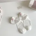 Chaussettes courtes blanches pour femmes avec joli nœud rose, chaussettes d'été respirantes. - Taille unique / Blanc avec Nœud Rose