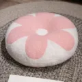 Joli coussin rond en peluche fleur rose et blanc confortable maison chambre sol tatami assise - Blanc et Rose