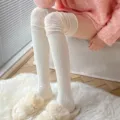 Einfarbige weiße gerippte Overknee Socken Winter Freizeit Strick Lange Strümpfe Variante - Einheitsgröße / Weiß