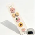 Vista dettagliata del set di fermagli per animali con fiori e fiocchi ricamati. - Stile Fiore Rosa (2) / 5 Pezzi/Confezione (8X5CM) / Rosa
