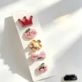 Set di fermagli per capelli per animali all'uncinetto, fiocco corona ciliegia fatti a mano. - Stile Corona Ciliegia (5)