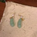 Exquisite Chinese style jade peapod earrings with pearls and gold accents, elegant jewelry. - Pea Pod Style / Gold