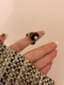 Handcrafted tiger eye crystal beaded ring Chinese style minimalist elegant fashion elastic ring - Style 2 Tiger Eye Beaded Ring