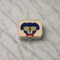 Boîte à pilules perlée à la main, design de chien mignon avec lunettes, étui à bijoux en métal. - Style Chien Bleu (1)