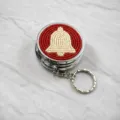 Weihnachten Perlen Metall Pillendose Schlüsselanhänger, kreatives Glocken-Design dekor. - Weihnachtsglocke Stil (YSK-025) / Rot Weiß
