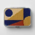 Tragbare geometrische Strass Metall Pillendose, rechteckiger dichter Tabletten Organizer. - Buntes Strass-Muster 2
